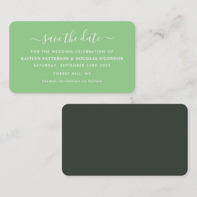 Modern Simple Script Save the Date Card Visitenkarte (Vorne/Hinten)