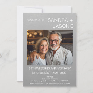 Modern Simple Silver 25. Hochzeitstag Einladung
