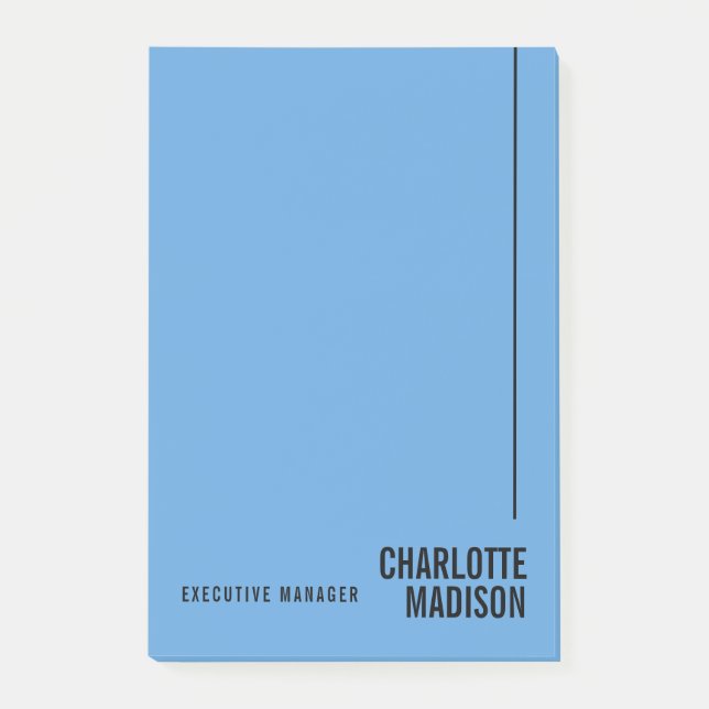 Modern Simple Sky Blue Minimalist Own Name Post-it Klebezettel (Vorderseite)