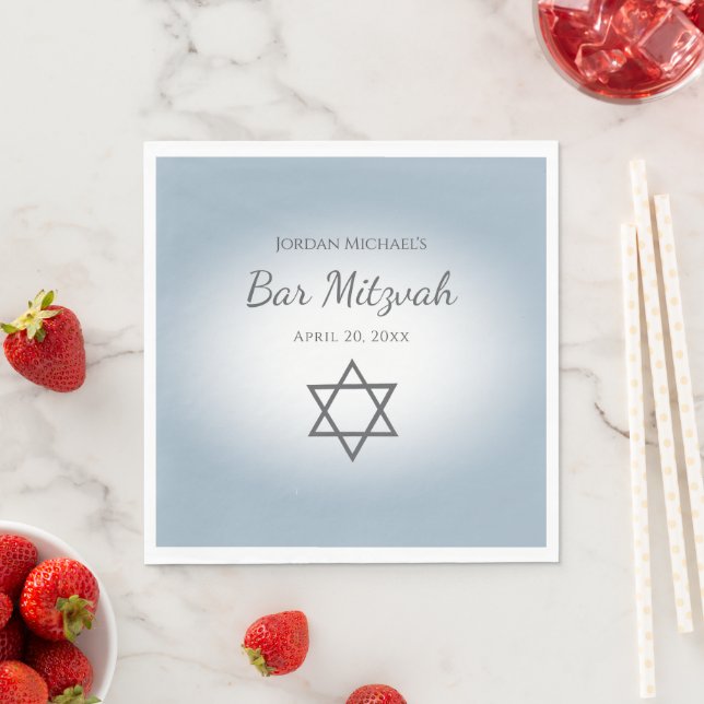 Modern Simple Star of David Blue Bar Mitzvah Serviette (Beispiel)