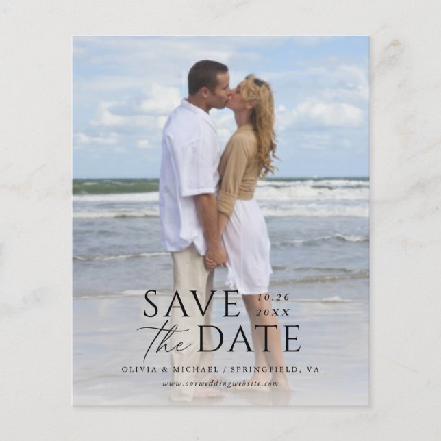 Modern Simple Text Overlay Budget Save the Date (Vorderseite)