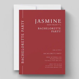 Modern simple typografischer roter Junggeselinnen- Einladung