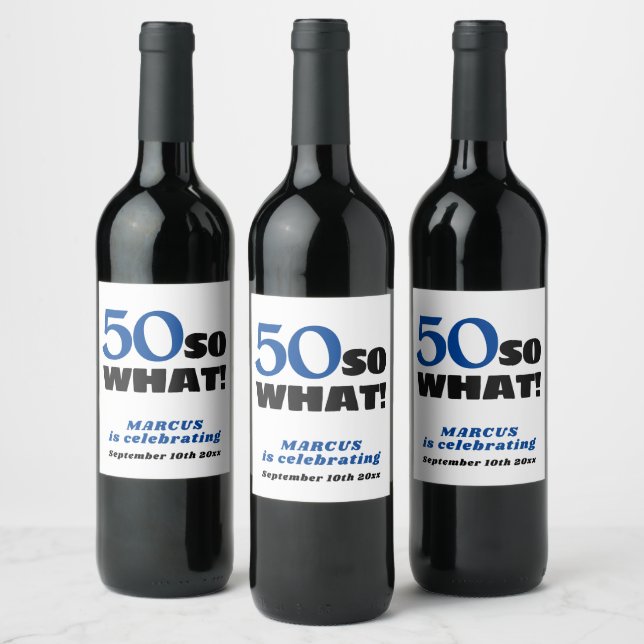 Modern Simple Typografy 50 Birthday Wine Label Weinetikett (Flaschen)