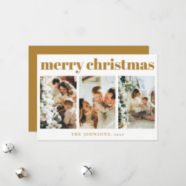 Modern Simple Typografy and Foto Gold Christmas Feiertagskarte