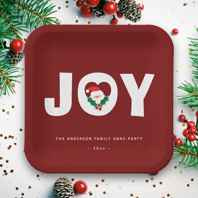 Modern Simple Typografy Holly Joys Christmas Party Pappteller (Von Creator hochgeladen)