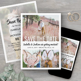 Modern Simple Typografy Overlay 4 Foto Wedding Save The Date