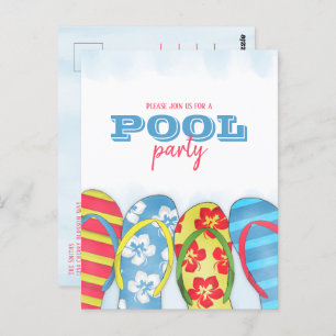 Modern Simple Watercolor Gedreht Flop Pool Party Postkarte