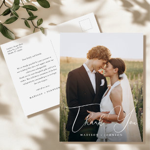 Modern Simple Wedding Foto Vielen Dank Postcard Postkarte