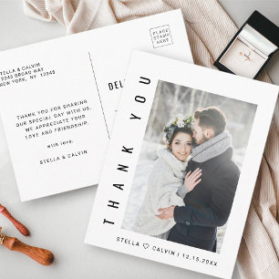 Modern Simple Wedding Foto Vielen Dank Postkarte