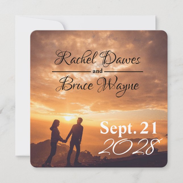 modern simple Wedding Save Date romantic Sunset (Vorderseite)