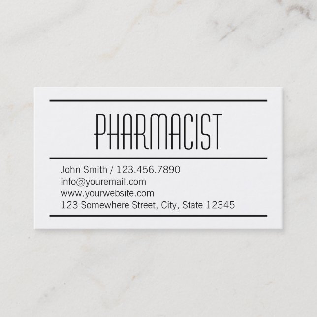 Modern Simple White Pharmaceuticals Business Card Visitenkarte (Vorderseite)