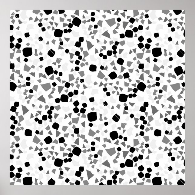 Modern Simple White Terrazzo Black Poster (Vorne)