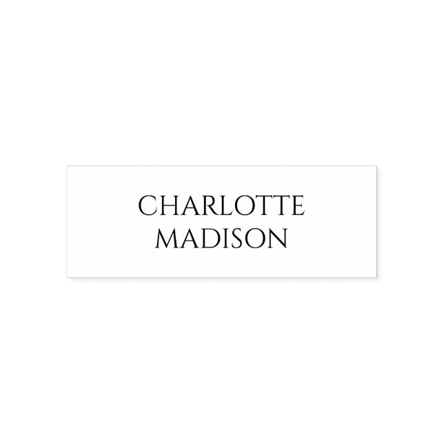 Modern Simple White Trendy Minimalist Plain Name Permastempel (Design)