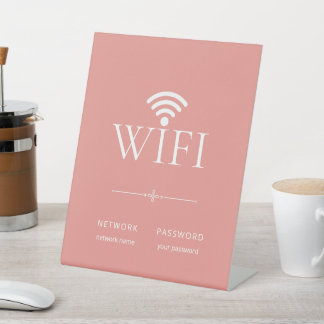 Modern Simple WiFi Network Password Sign Peach Sockelschild
