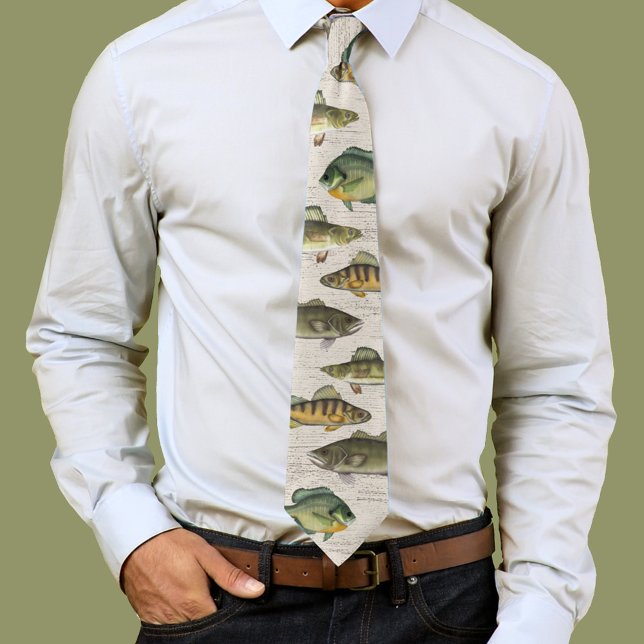 Modern Simple Wildlife Fisherman Minimal Fish Krawatte (Fishing pattern neck tie. )