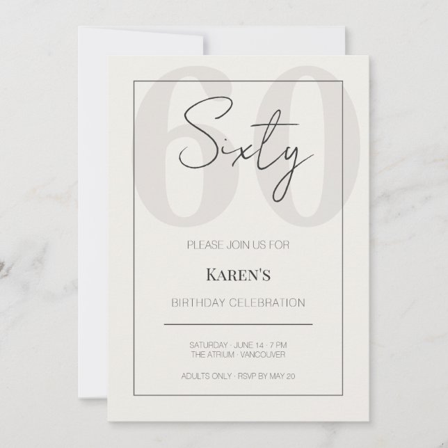 Modern Sixty 60th Birthday Celebration  Einladung (Vorderseite)