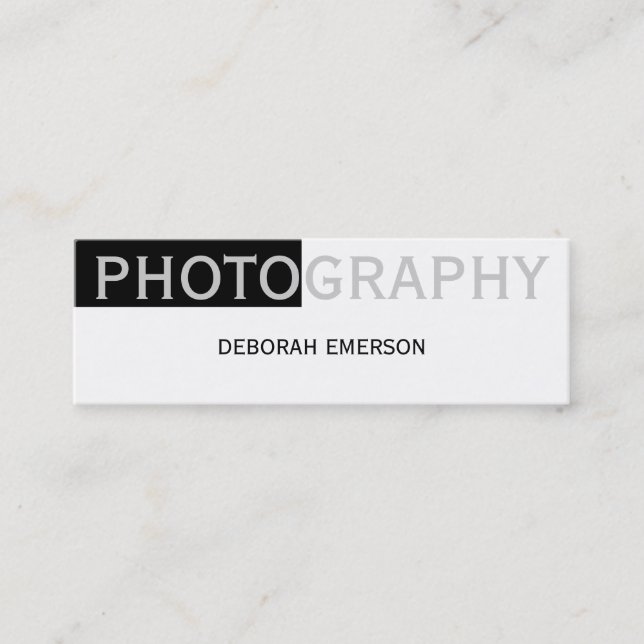 Modern Skinny White Gray Black Business Card Mini Visitenkarte (Vorderseite)