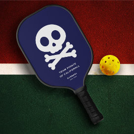 Modern Skull Bones Navy Blue Pickleball Team Schläger