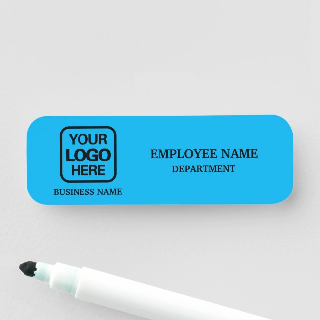 Modern Sky Blue Custom Business Name Tag Namensschild (Beispiel)