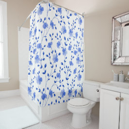 Modern Sky Blue Daisy Floral Duschvorhang