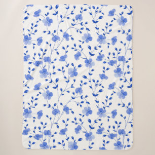 Modern Sky Blue Daisy Floral Sherpadecke