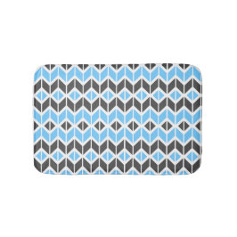 Modern Sky Blue Dark Gray Geometric Herringbone Badematte