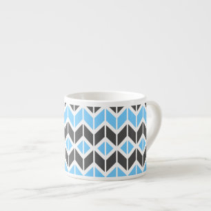 Modern Sky Blue Dark Gray Geometric Herringbone Espressotasse