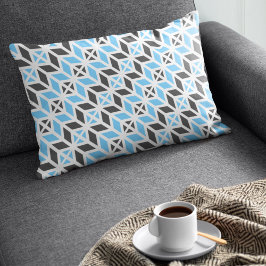 Modern Sky Blue Dark Gray Geometric Herringbone Lendenkissen