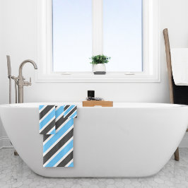 Modern Sky Blue Gray Diagonal Stripes Badhandtuch Set