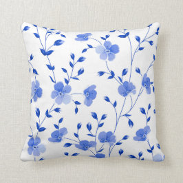 Modern Sky Blue Watercolor Floral Kissen