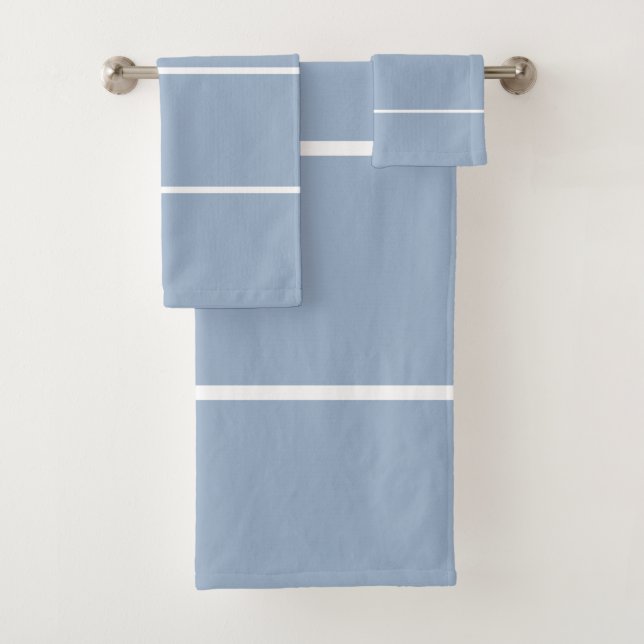 Modern Slate Blue White Geometric Lines Badhandtuch Set (Insitu)