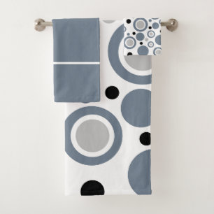 Modern Slate Gray Silver White Geometric Badhandtuch Set