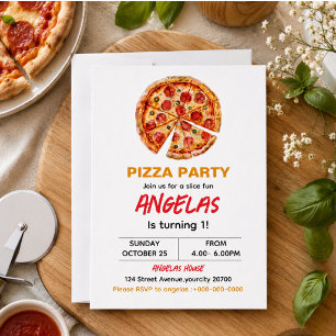 Modern Slice Slice Baby Pizza 1. Geburtstag Einladung