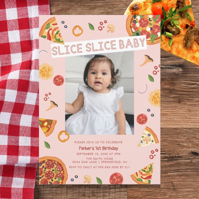 Modern Slice Slice Baby Pizza zum ersten Geburtsta Einladung (Von Creator hochgeladen)