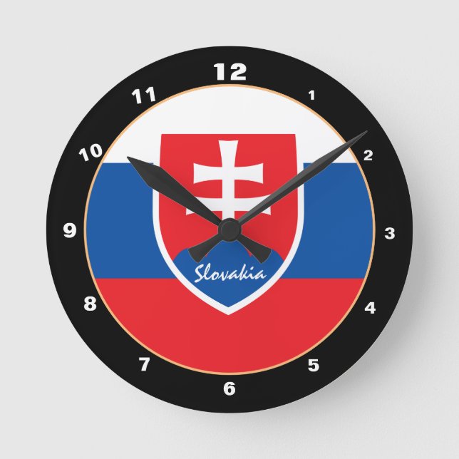 Modern Slovakia Flag & Slovakia Zuhause / design Runde Wanduhr (Vorderseite)