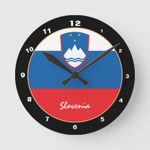 Modern Slovenien Flag & Slovenien Zuhause / design Runde Wanduhr