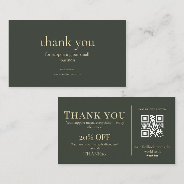 Modern Small Business Thank You Discount QR Card  Visitenkarte (Vorne/Hinten)