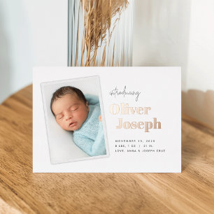 Modern Snapshot   Geburtsankündigung von Foil Folieneinladung