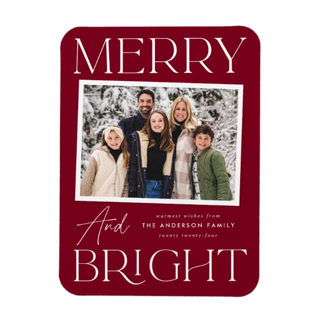 Modern Snapshot - Merry and Bright Foto Magnet (Vertikal)