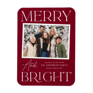 Modern Snapshot Merry and Bright Photo Magnet
