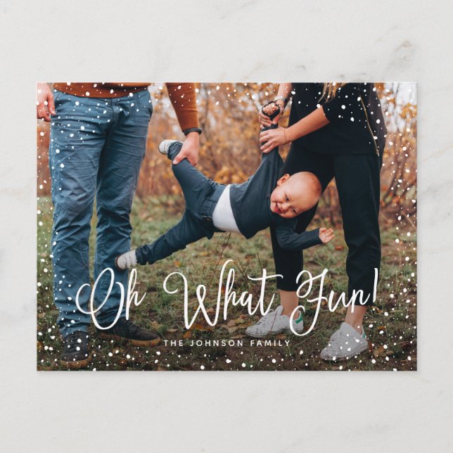 Modern Snow Script 2 Foto Feiertagspostkarte (Vorderseite)