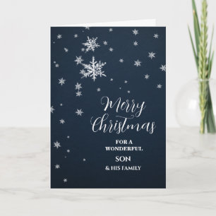 Modern Snow Son & Family Frohe Weihnachten Karte