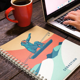 Modern Snowboarden Winter Personalisiert Name Notizbuch