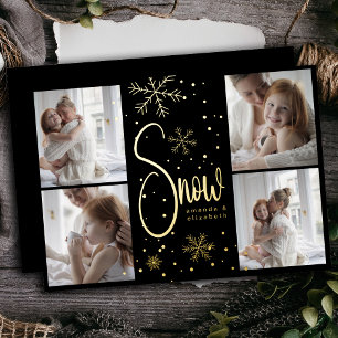 Modern Snowflake 4 Familienfotos Weihnachten 2023 Folien Feiertagskarte