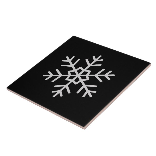 Modern Snowflake Accent Solid Black Tile Art Fliese (Seite)