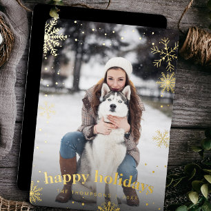 Modern Snowflake Familie Weihnachten 2024 Bild Folien Feiertagskarte