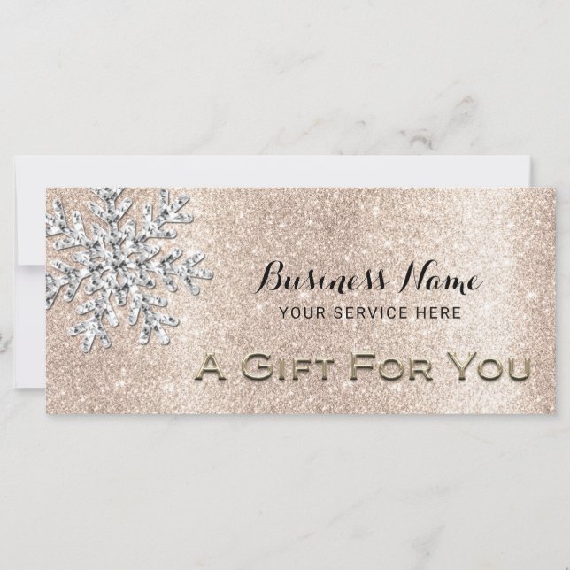 Modern Snowflake Gold Glitter Gift Certificate (Vorderseite)