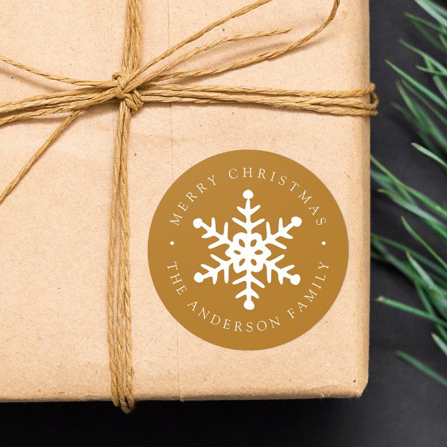 Modern Snowflake Gold Holiday Sticker (Von Creator hochgeladen)