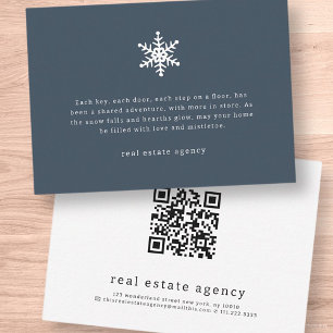 Modern Snowflake Real Anwesen Business Holiday Mitteilungskarte