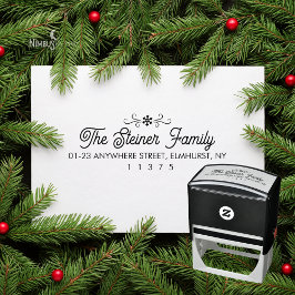 Modern Snowflake Winter Family Rubber Stamp Permastempel